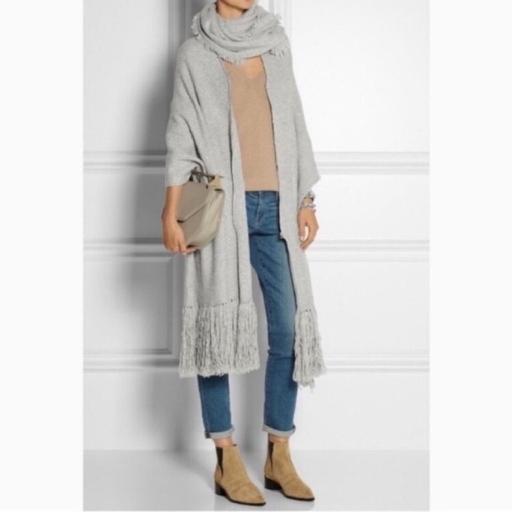 THAKOON Scarf Neck Wool Zip Poncho